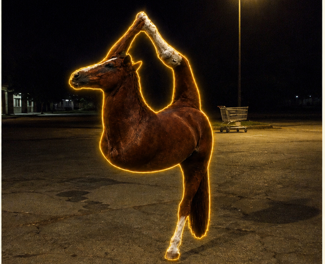 Splitstallion under a street lamp