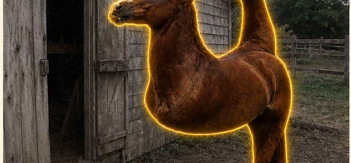 Splitstallion in the farmyard